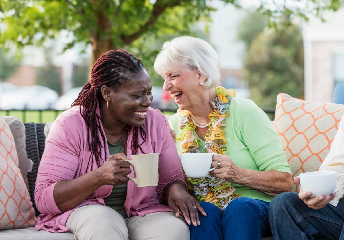 Two women drinking tea